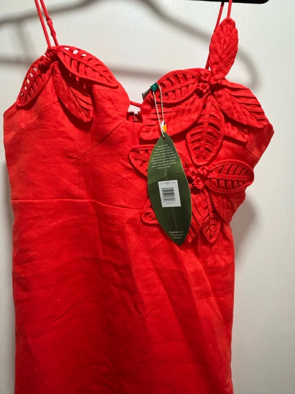 FARM Rio Red Leaf-Applique Spaghetti Strap Mini Dress - Picture 7 of 13